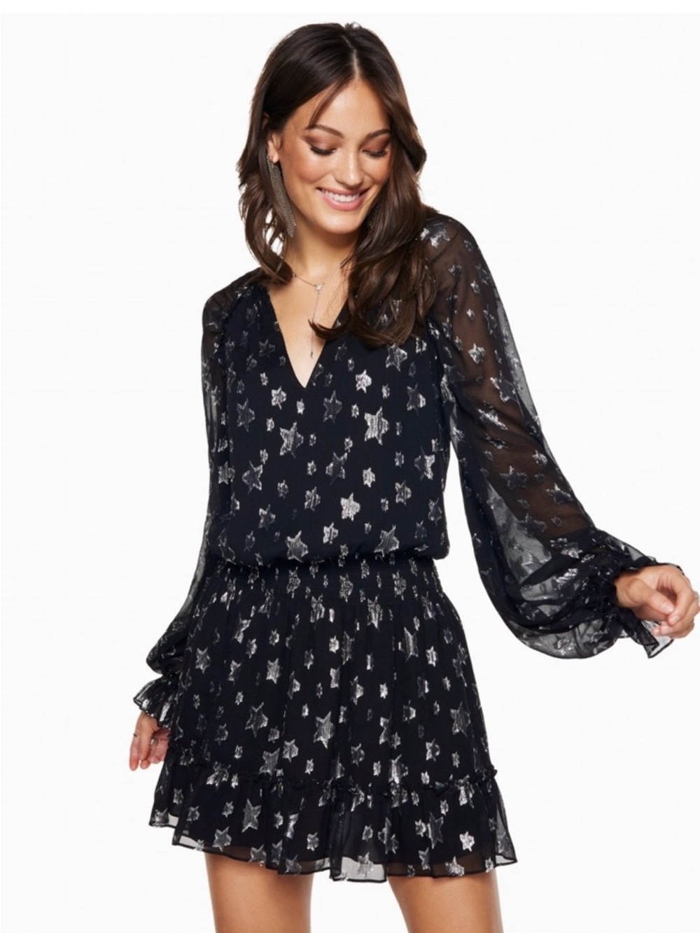 Ramy Brook Reid Metallic Star Mini Dress Small